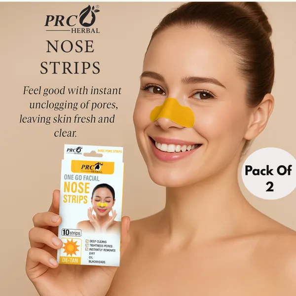 PRC_HERBAL_Nose_Pore_Strips_D-Tan_For_Blackhead_Removal_And_Pore_Tightening_Herbal_Deep_Cleansing_Nose_Pore_Strips_Removes_Dirt,_Oil_&_Whiteheads_(Each_Pack_Contain_10_Strips)_Pack_Of_2