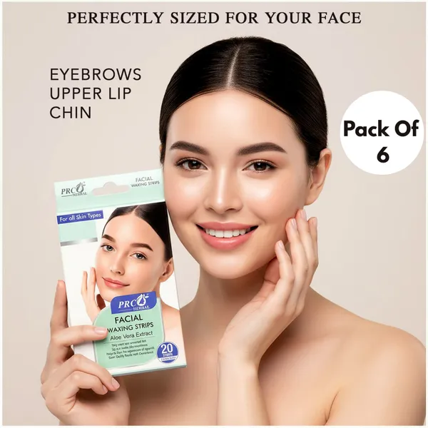 PRC_HERBAL_Facial_Wax_Strips_Extracted_From_ALOEVERA_Gentle_&_Effective_Smooth_Skin_In_Minutes_(Each_Pack_Contains_20_Strips)_Pack_Of_6
