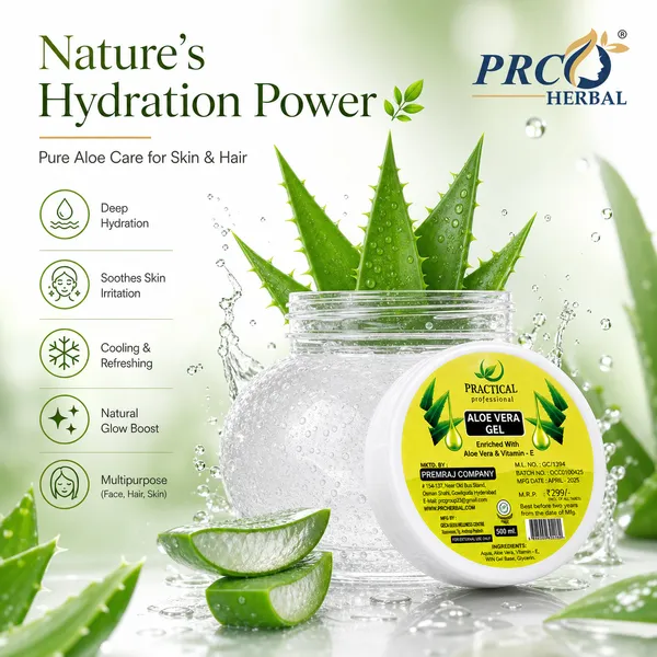 PRC_Herbal_Practical_Aloe_Vera_Gel_White_500ml_(POACK_OF_4)_|_99%_Pure_Aloe_with_Vitamin_E_|_Face_&__Skin_Hydration_Gel