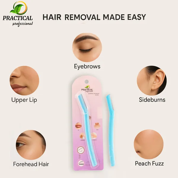 PRC_PRACTICAL_Eyebrow_&_Face_Razor_For_Women_(Blue)_Facial_Hair_Instant_Glow_&_Painless_Hair_Removal_German_Blades_For_Eyebrows,_Upper_Lip,_Chin,_Peach_Fuzz,_Forehead,_Unibrow,_Sideburns_(Pack_Of_10)