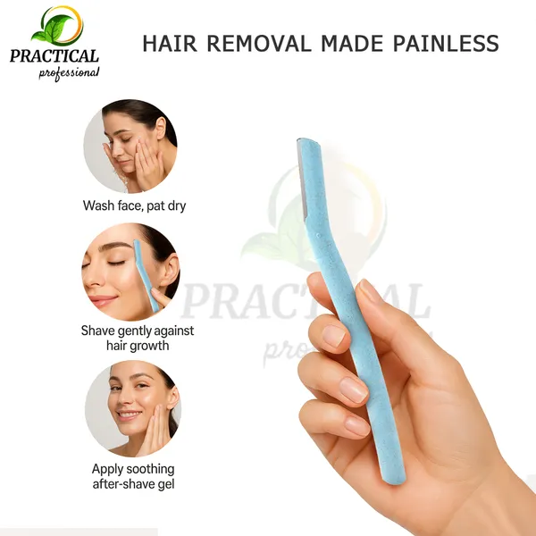 PRC_PRACTICAL_Eyebrow_&_Face_Razor_For_Women_(Blue)_Facial_Hair_Instant_Glow_&_Painless_Hair_Removal_German_Blades_For_Eyebrows,_Upper_Lip,_Chin,_Peach_Fuzz,_Forehead,_Unibrow,_Sideburns_(Pack_Of_10)