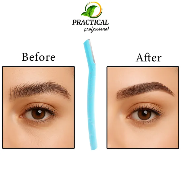 PRC_PRACTICAL_Eyebrow_&_Face_Razor_For_Women_(Blue)_Facial_Hair_Instant_Glow_&_Painless_Hair_Removal_German_Blades_For_Eyebrows,_Upper_Lip,_Chin,_Peach_Fuzz,_Forehead,_Unibrow,_Sideburns_(Pack_Of_10)