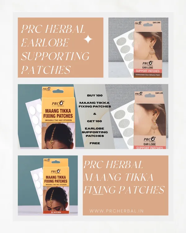 PRC_HERBAL_Transparent_Maang_Tikka_+_Earlobe_Support_Patch_Combo_|_Strong_Hold_|_Skin-Friendly_(80_Patches)