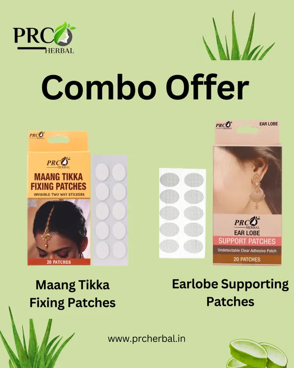 PRC_HERBAL_Transparent_Maang_Tikka_+_Earlobe_Support_Patch_Combo_|_Strong_Hold_|_Skin-Friendly_(80_Patches)