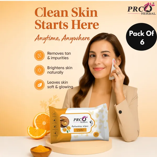 PRC_HERBAL_Ubtan_&_Vitamin-C_Refreshing_Wet_Wipes_For_Face_Facial_Cleansing_Refreshing_&_Skin_Hydration_Soothing_For_Skin_Ph_Balance_&_Alcohol_Free_Nourishing_With_Fruit_Extract_(Each_Pack_Contain_25Wipes)_(Pack_Of_6)