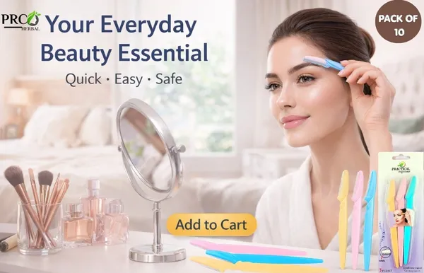 PRC_Practical_Professional_Eyebrow_Razor_for_Women_–_Safe_&_Gentle_Face_Hair_Remover_|_Dermaplaning_Tool_for_Eyebrows,_Upper_Lip_&_Facial_Hair_|_3_Pcs_Set_OF_10_(Yellow,_Pink,_Blue)