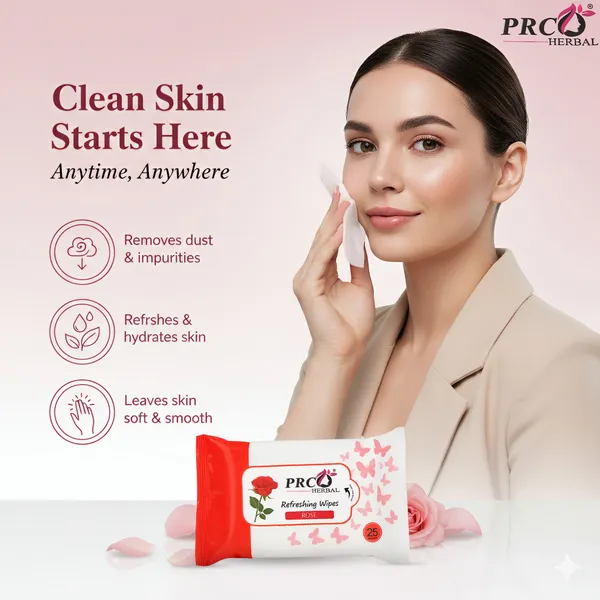 PRC_HERBAL_Rose_Refreshing_Wet_Wipes_For_Face_Facial_Cleansing_Refreshing_&_Skin_Hydration_Soothing_For_Skin_Ph_Balance_&_Alcohol_Free_Nourishing_With_Fruit_Extract_(_Each_Pack_Contain_25_Wipes)_(PackOf_10)