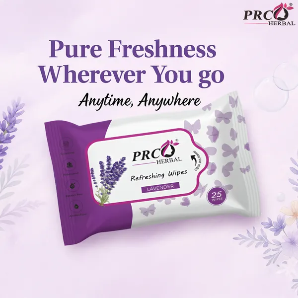 PRC_HERBAL_Lavender_Refreshing_Wet_Wipes_For_Face_Facial_Cleansing_Refreshing_&_Skin_Hydration_Soothing_For_Skin_Ph_Balance_&_Alcohol_Free_Nourishing_With_Fruit_Extract_(_Each_Pack_Contain_25_Wipes)_(Pack_Of_10)_