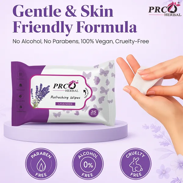 PRC_HERBAL_Lavender_Refreshing_Wet_Wipes_For_Face_Facial_Cleansing_Refreshing_&_Skin_Hydration_Soothing_For_Skin_Ph_Balance_&_Alcohol_Free_Nourishing_With_Fruit_Extract_(_Each_Pack_Contain_25_Wipes)_(Pack_Of_10)_