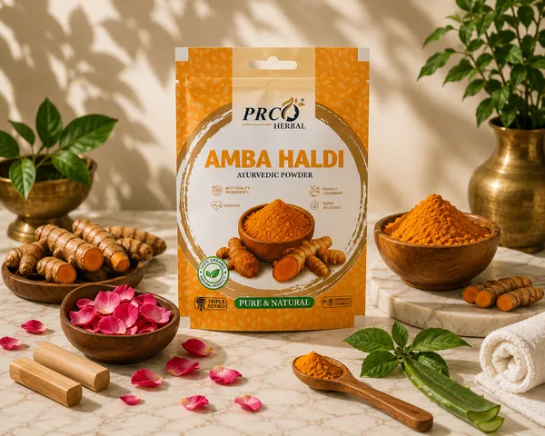 PRC_HERBAL_Amba_Haldi_Ayurvedic_Powder_|_100%_Pure_Natural_Wild_Turmeric_Face_&_Skin_Care_Powder_(40GMS)_(PACK-10)