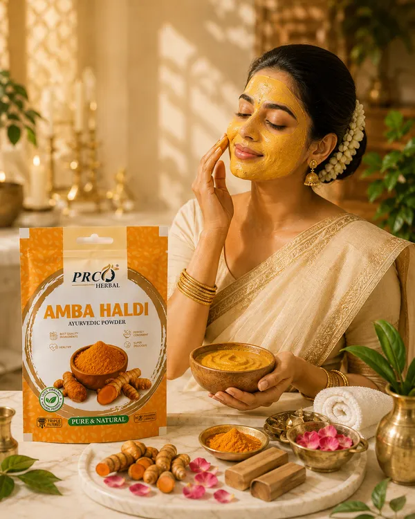 PRC_HERBAL_Amba_Haldi_Ayurvedic_Powder_|_100%_Pure_Natural_Wild_Turmeric_Face_&_Skin_Care_Powder_(40GMS)_(PACK-10)