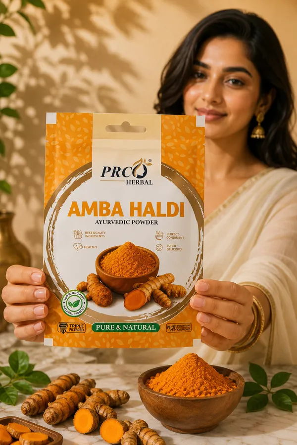 PRC_HERBAL_Amba_Haldi_Ayurvedic_Powder_|_100%_Pure_Natural_Wild_Turmeric_Face_&_Skin_Care_Powder_(40GMS)_(PACK-10)