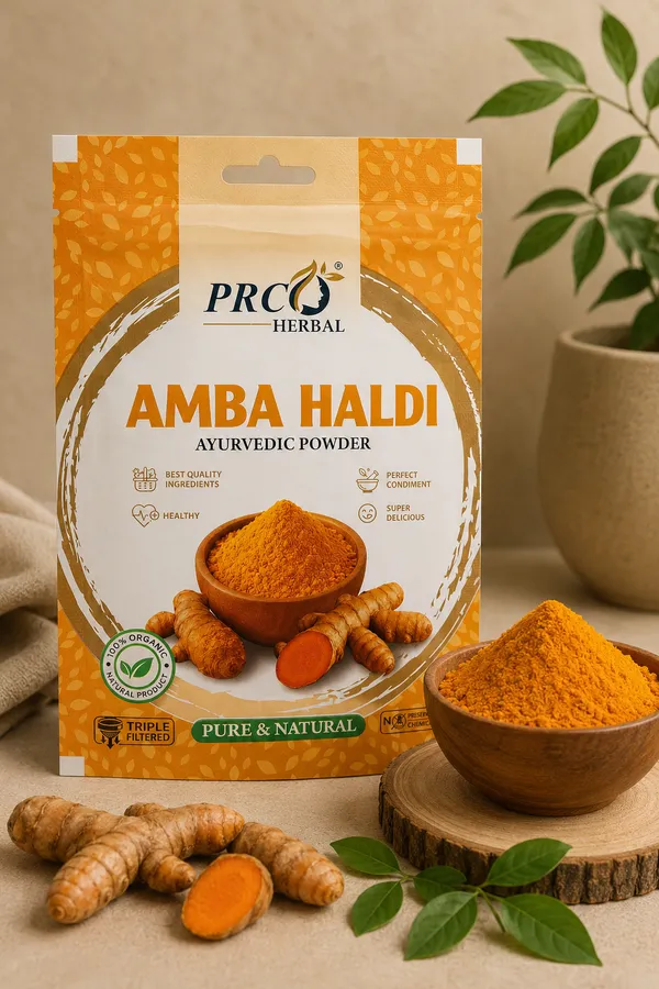 PRC_HERBAL_Amba_Haldi_Ayurvedic_Powder_|_100%_Pure_Natural_Wild_Turmeric_Face_&_Skin_Care_Powder_(40GMS)_(PACK-10)