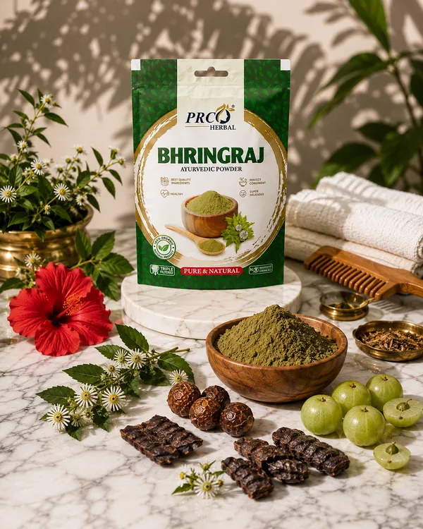 PRC_HERBAL_Bhringraj_Ayurvedic_Powder_|_100%_Pure_Natural_Hair_Growth_&_Scalp_Care_Powder__(40GMS)_(PACK-10)
