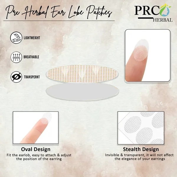 PRC_HERBAL_Transparent_Earlobe_Support_Patches_Women_Invisible_Waterproof_Fashion_Ear_Lobe_Support_For_Earrings_Self_Adhesive_Oval_Ear_Lobe_Tape_Support_For_Heavy_Earrings_Flexible_(Each_Pack_Contain_20_Patches)_Pack_Of_4