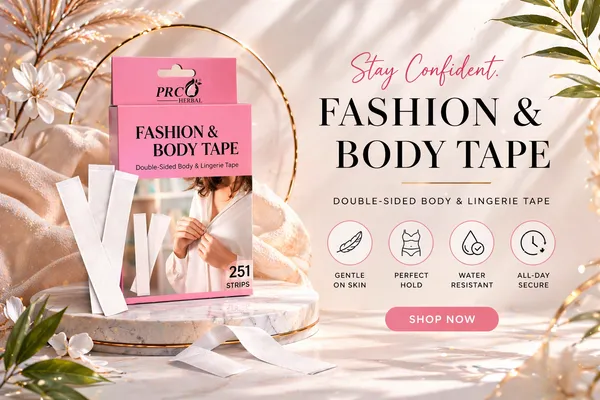 PRC_HERBAL_Fashion_&_Body_Tape_–_Double-Sided_Invisible_Lingerie_Tape_for_Women_|_Strong_Hold,_Skin-Friendly_|_Perfect_for_Saree,_Dresses_&_Deep_Neck_Outfits_(251_Strips)