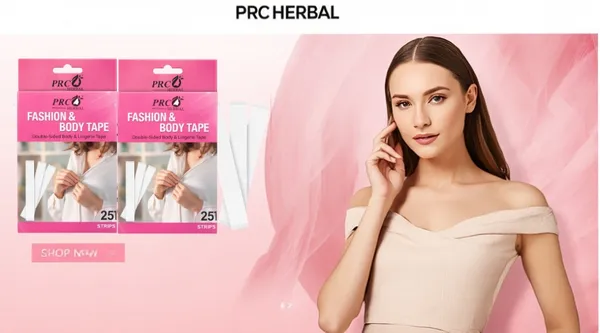 PRC_HERBAL_Fashion_&_Body_Tape_–_Double-Sided_Invisible_Lingerie_Tape_for_Women_|_Strong_Hold,_Skin-Friendly_|_Perfect_for_Saree,_Dresses_&_Deep_Neck_Outfits_(502_Strips)