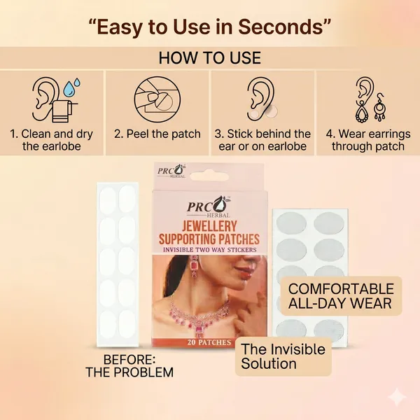 PRC_HERBAL_Jewellery_Supporting_Patches_Pack_Of_10–_Invisible_Two-Way_Adhesive_Stickers_(20_Patches)_|_Strong_Hold_for_Earrings,_Necklaces_&_Fashion_Accessories