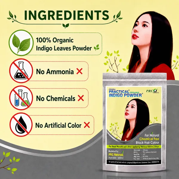 PRC_HERBAL_Practical_Organic_Indigo_Powder_(100g)_PACK_OF_20|_Natural_Black_Hair_Colour_|_Chemical-Free_Hair_Dye_|_Use_After_Henna_for_Best_Results_(2_KG)