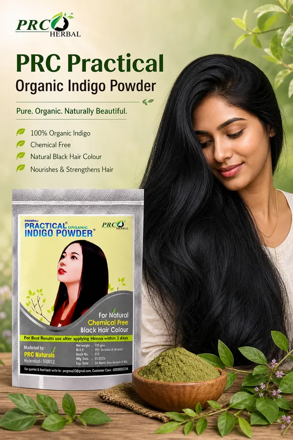 PRC_HERBAL_Practical_Organic_Indigo_Powder_(100g)_PACK_OF_20|_Natural_Black_Hair_Colour_|_Chemical-Free_Hair_Dye_|_Use_After_Henna_for_Best_Results_(2_KG)