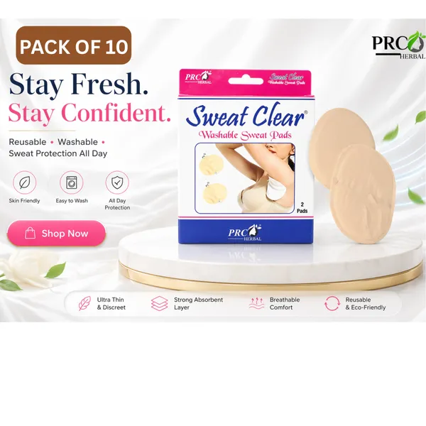 PRC_HERBAL_Sweat_Clear_Washable_Underarm_Sweat_Pads_(Cream)_|_Reusable,_Washable,_Invisible_Protection_|_Cotton_Comfort_Sweat_Absorbing_Pads_for_Men_&_Women_(2_Pads_Each)_Pack_Of_10