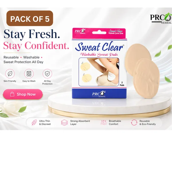 PRC_HERBAL_Sweat_Clear_Washable_Underarm_Sweat_Pads_(Cream)_|_Reusable,_Washable,_Invisible_Protection_|_Cotton_Comfort_Sweat_Absorbing_Pads_for_Men_&_Women_(2_Pads_Each)_Pack_Of_5