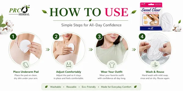 PRC_HERBAL_Sweat_Clear_Washable_Underarm_Sweat_Pads_(White)_(Pack_of_10)_|_Reusable,_Invisible_Sweat_Protection_|_No_Sweat_Marks_|_Soft_&_Comfortable_All-Day_Wear