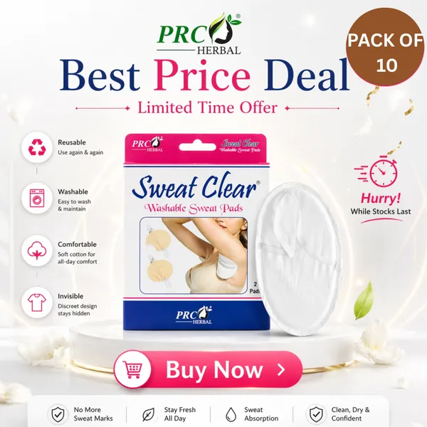 PRC_HERBAL_Sweat_Clear_Washable_Underarm_Sweat_Pads_(White)_(Pack_of_10)_|_Reusable,_Invisible_Sweat_Protection_|_No_Sweat_Marks_|_Soft_&_Comfortable_All-Day_Wear