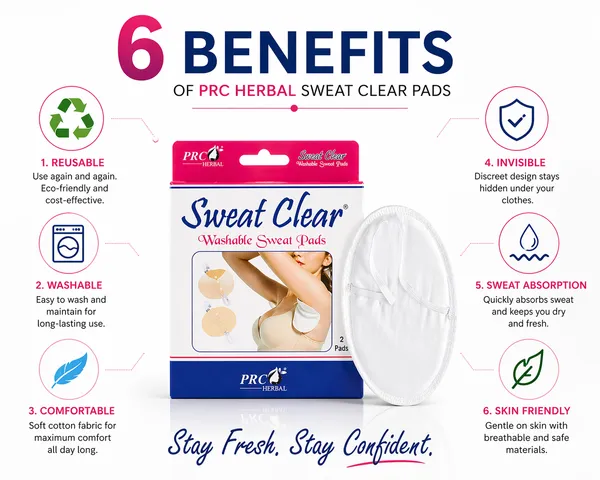 PRC_HERBAL_Sweat_Clear_Washable_Underarm_Sweat_Pads_(White)_(Pack_of_5)_|_Reusable,_Invisible_Sweat_Protection_|_No_Sweat_Marks_|_Soft_&_Comfortable_All-Day_Wear
