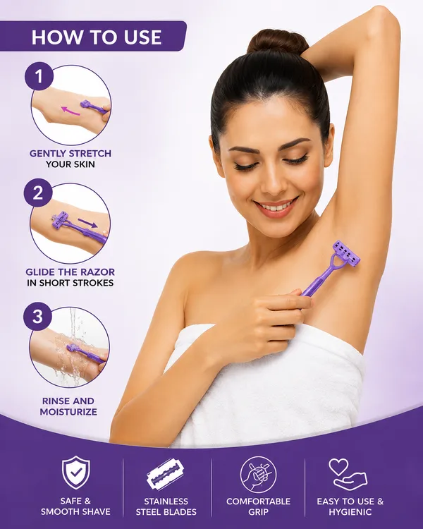 PRC_HERBAL_Women's_Disposable_Body_Razor_BE_Beautifil_|_Smooth,_Safe_&_Painless_Hair_Removal_Razor_for_Underarms,_Arms,_Legs_&_Bikini_Line_|_(Pack_Of_8)