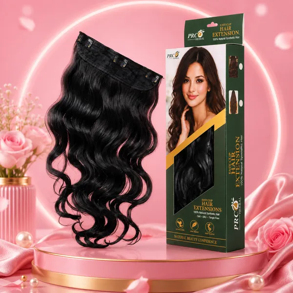 PRC_Herbal_Easy_Clip_Hair_Extensions_3_Clip_|_180GMS_|_Black_Wavy_Hair_Extensions_|_Instant_Volume_&_Length_|_Soft_Silky_Synthetic_Hair