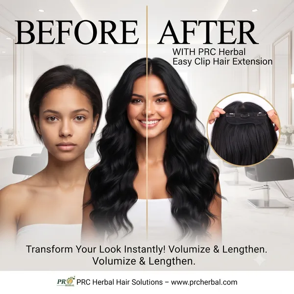 PRC_Herbal_Easy_Clip_Hair_Extensions_3_Clip_|_180GMS_|_Natural_Brown_Wavy_Hair_Extensions_|_Instant_Volume_&_Length_|_Soft_Silky_Synthetic_Hair