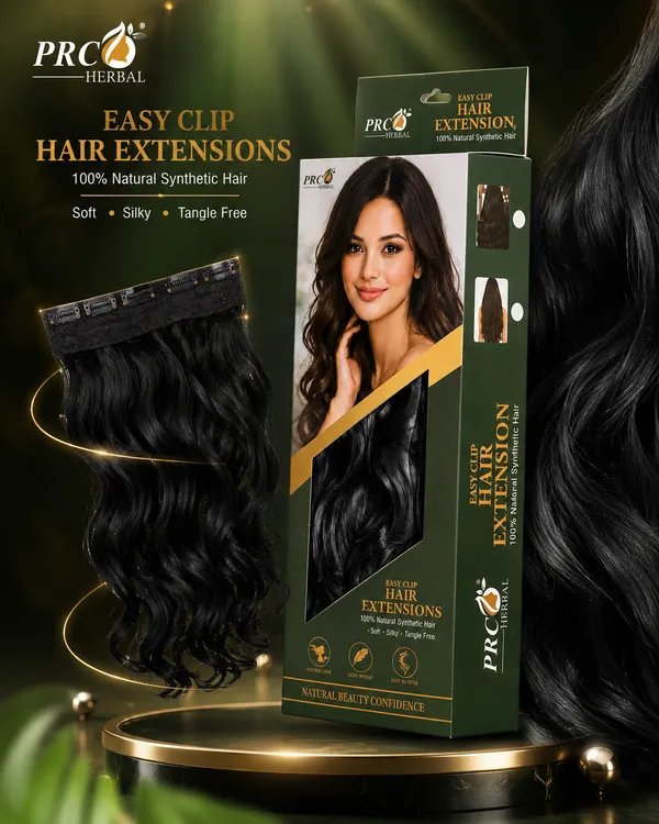 PRC_Herbal_Easy_Clip_Hair_Extensions_5_Clip_|_150GMS_|_Black_Wavy_Hair_Extensions_|_Instant_Volume_&_Length_|_Soft_Silky_Synthetic_Hair