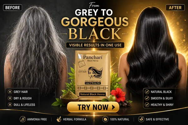 PRC_Panchari_Herbal_Black_Henna_Powder_(Gold_pause)_Pack_Of_20_–_Ammonia_Free_Natural_Hair_Color_for_Grey_Coverage_|_Smooth,_Silky_&_Long_Strong_Hair_Mehndi_(800Gms)