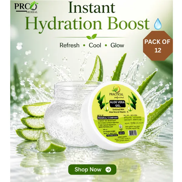 PRC_Practical_Aloe_Vera_Gel_White__120ml_(PACK_OF_12)_|_Hydrating_&_Soothing_Gel_with_Vitamin_E_|_For_Face,_Skin_|_Non-Sticky_Daily_Moisturizer