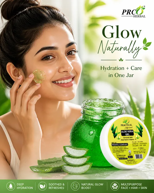 PRC_Practical_Aloe_Vera_Gel_(Green)_500ml_(Pack_of_4)|_Hydrating_&_Soothing_Gel_with_Vitamin_E_for_Skin_&_Hair_|_Natural_Moisturizer_for_Face,_Body_&_Hair