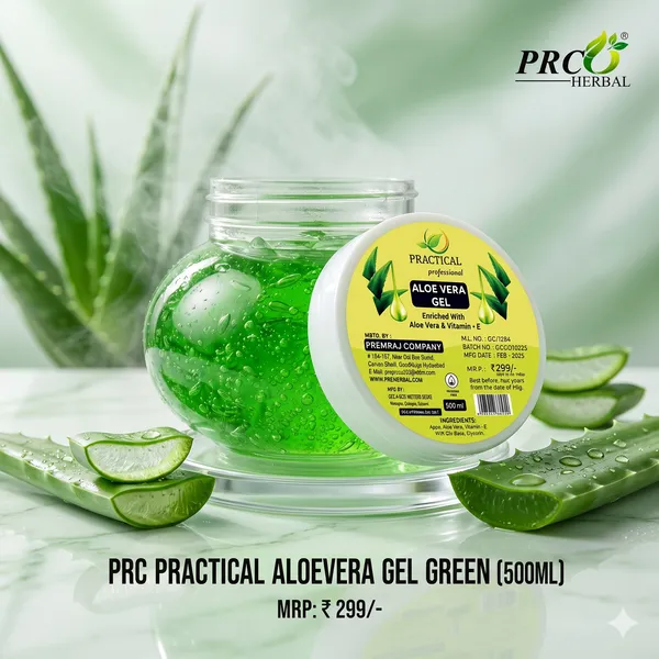 PRC_Practical_Aloe_Vera_Gel_(Green)_500ml_(Pack_of_4)|_Hydrating_&_Soothing_Gel_with_Vitamin_E_for_Skin_&_Hair_|_Natural_Moisturizer_for_Face,_Body_&_Hair