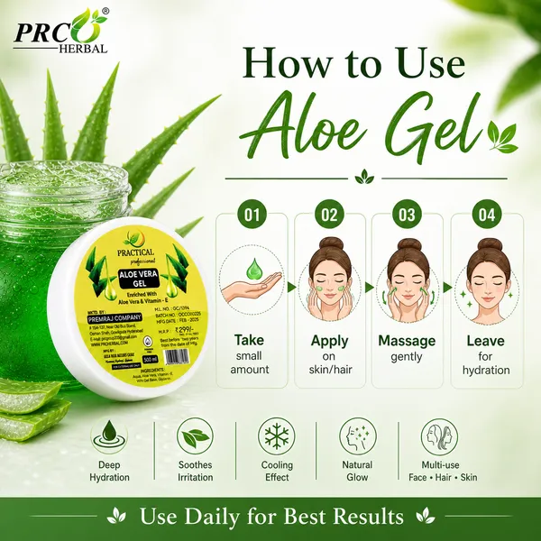 PRC_Practical_Aloe_Vera_Gel_(Green)_500ml_(Pack_of_4)|_Hydrating_&_Soothing_Gel_with_Vitamin_E_for_Skin_&_Hair_|_Natural_Moisturizer_for_Face,_Body_&_Hair