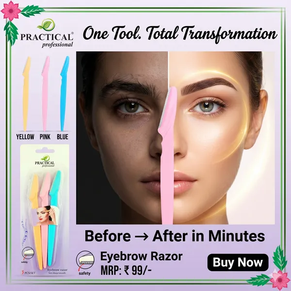 PRC_Practical_Professional_Eyebrow_Razor_for_Women_–_Safe_&_Gentle_Face_Hair_Remover_|_Dermaplaning_Tool_for_Eyebrows,_Upper_Lip_&_Facial_Hair_|_3_Pcs_Set_OF_10_(Yellow,_Pink,_Blue)