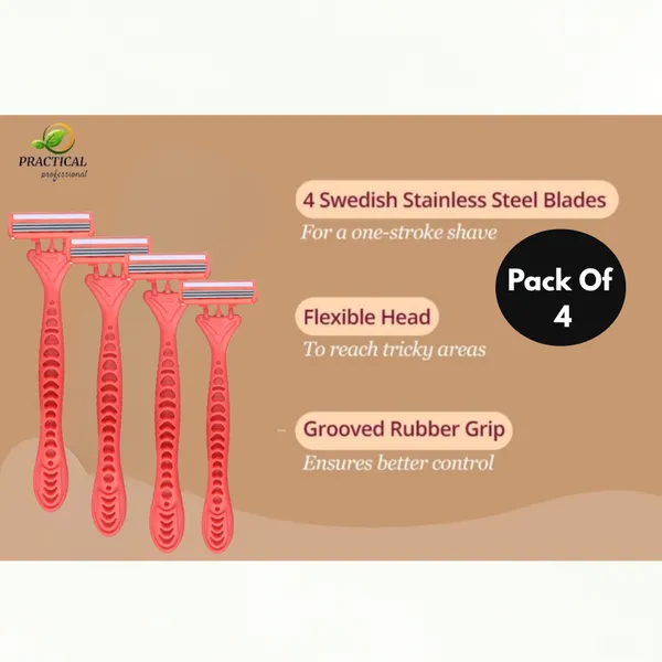 PRC_Practical_Disposable_Women_Easy_To_Use_Arm_&_Body_Razor_with_Double_Blade_Lightweight_Grip_Razor_For_Body_(Pack_Of_4)