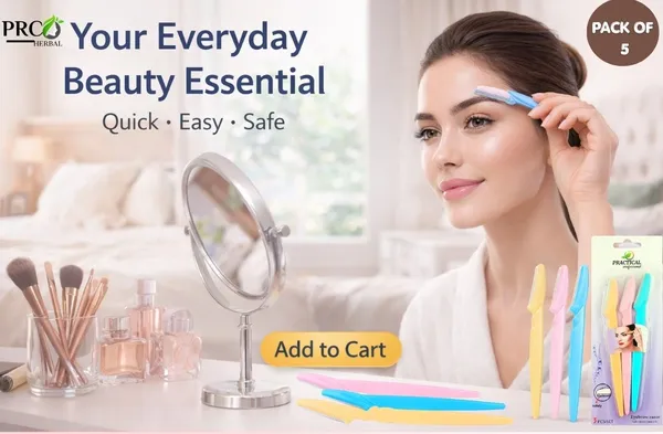 PRC_Practical_Professional_Eyebrow_Razor_for_Women_–_Safe_&_Gentle_Face_Hair_Remover_|_Dermaplaning_Tool_for_Eyebrows,_Upper_Lip_&_Facial_Hair_|_3_Pcs_Set_OF_5_(Yellow,_Pink,_Blue)