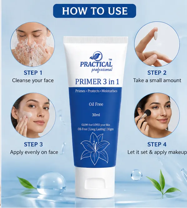 PRC_Practical_Professional_3-In-1_Face_Primer_Makeup_Base,_Oil_Free_,_Primes_,_Protects_&_Moisturizer-_For_Smooth,_Radiant_Skin_Pack_Of_2
