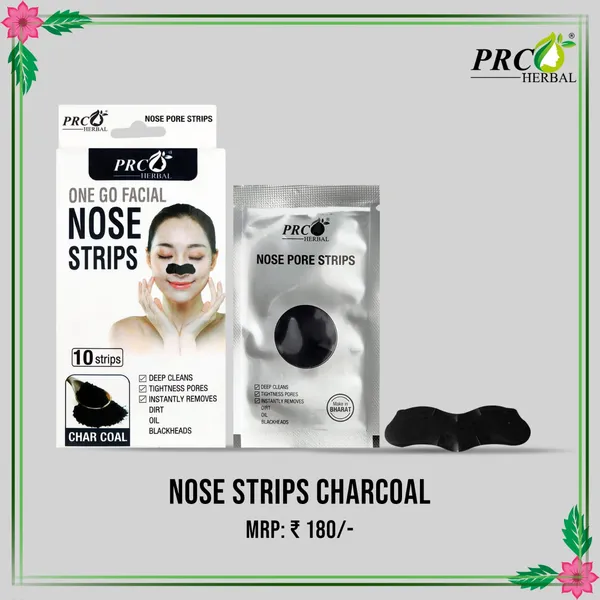 PRC_HERBAL_Nose_Pore_Strips_Charcoal_For_Blackhead_Removal_And_Pore_Tightening_Herbal_Deep_Cleansing_Nose_Pore_Strips_Removes_Dirt,_Oil_&_Whiteheads_(Each_Pack_Contain_10_Strips)_Pack_Of_4