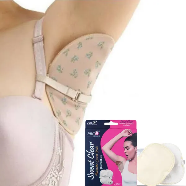PRC_Sweat_Clear_Premium_Reusable_Washable_Underarms_Sweat_Pads_(Cream),_Under_Arm_Sweat_Protectors,_Breathable_Absorbent_Sweat_Pads_(Each_Pack_Contain_2_Pads)_(Pack_Of_3)