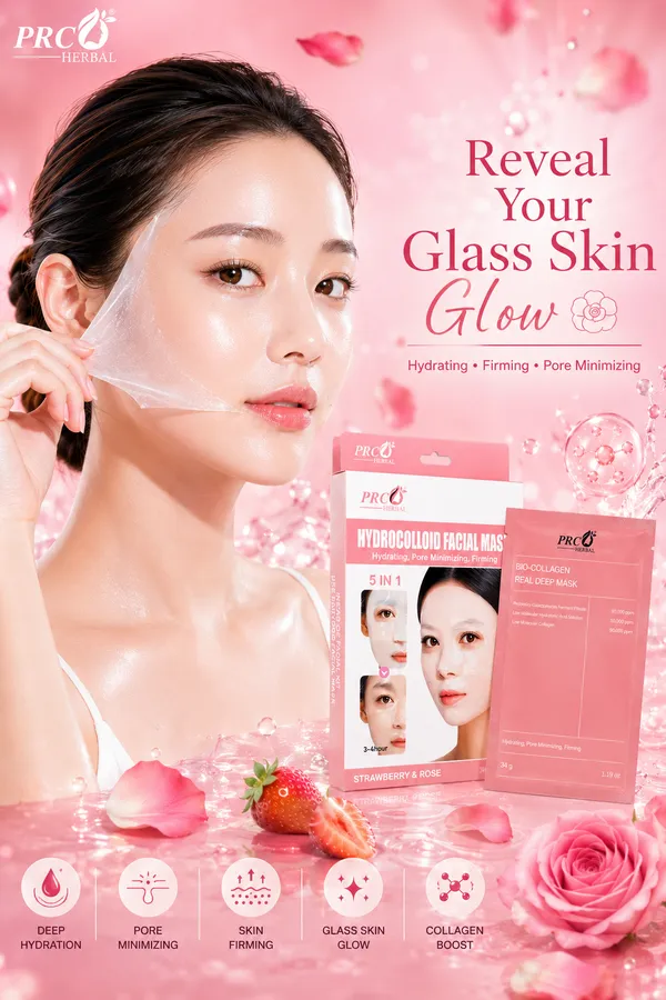 PRC_HERBAL_–_HYDROCOLLOID_FACIAL_SHEET_MASK_(STRAWBERRY_&_ROSE)__(Pack_Of_2)