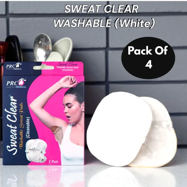 PRC_Sweat_Clear_Premium_Reusable_Washable_Underarms_Sweat_Pads_(White),_Under_Arm_Sweat_Protectors,_Breathable_Absorbent_Sweat_Pads_(Each_Pack_Contain_2_Pads)_(Pack_Of_4)