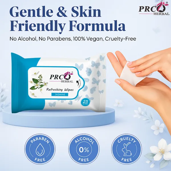 PRC_HERBAL_Jasmine_Refreshing_Wet_Wipes_For_Face_Facial_Cleansing_Refreshing_&_Skin_Hydration_Soothing_For_Skin_Ph_Balance_&_Alcohol_Free_Nourishing_With_Fruit_Extract_(_Each_Pack_Contain_25_Wipes)_(Pack_Of_10)