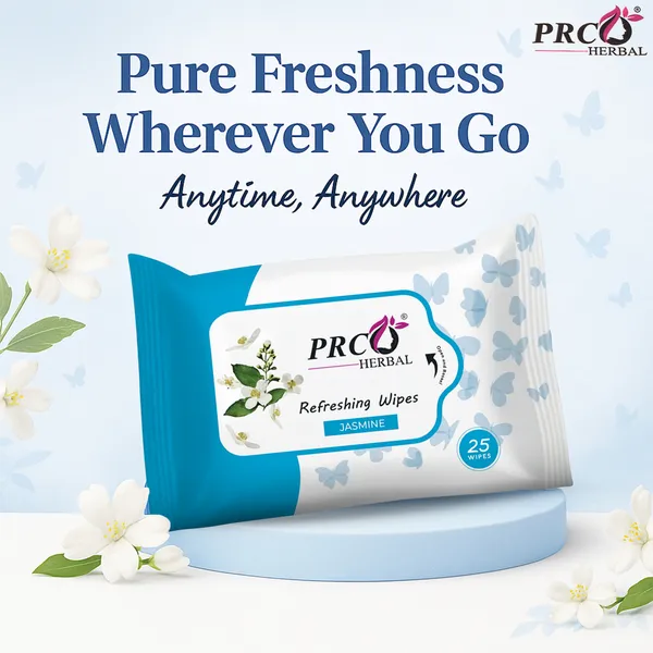 PRC_HERBAL_Jasmine_Refreshing_Wet_Wipes_For_Face_Facial_Cleansing_Refreshing_&_Skin_Hydration_Soothing_For_Skin_Ph_Balance_&_Alcohol_Free_Nourishing_With_Fruit_Extract_(_Each_Pack_Contain_25_Wipes)_(Pack_Of_10)