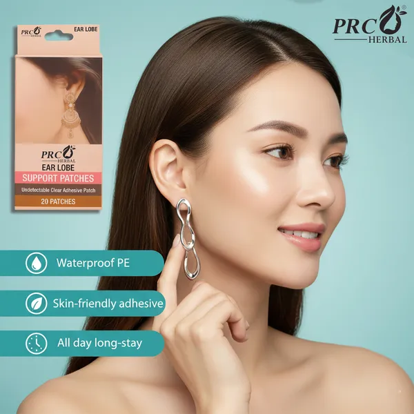 PRC_HERBAL_Transparent_Earlobe_Support_Patches_Women_Invisible_Waterproof_Fashion_Ear_Lobe_Support_For_Earrings_Self_Adhesive_Oval_Ear_Lobe_Tape_Support_For_Heavy_Earrings_Flexible_(Each_Pack_Contain_20_Patches)_Pack_of_10
