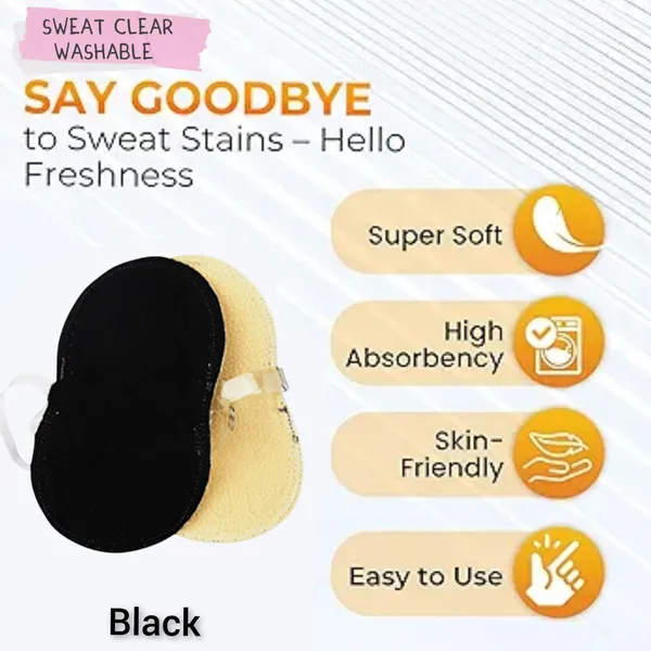 PRC_Sweat_Clear_Premium_Reusable_Washable_Underarms_Sweat_Pads_(Black),_Under_Arm_Sweat_Protectors,_Breathable_Absorbent_Sweat_Pads_(Each_Pack_Contain_2_Pads)_(Pack_Of_3)